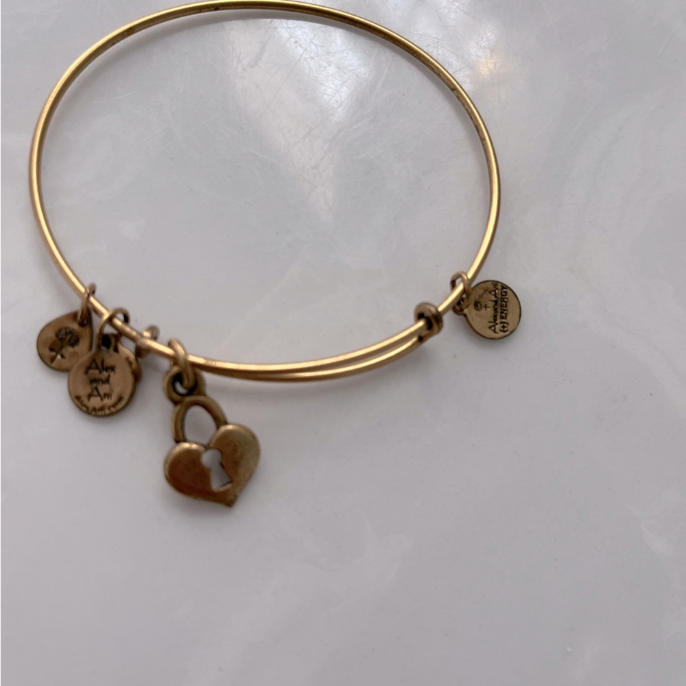 Alex & ani gold bangle heart lock